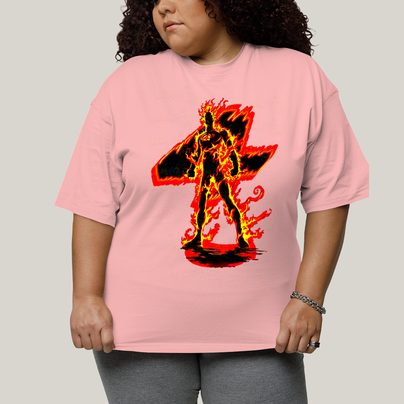 Camiseta Plus Size Algodão Unissex T shirt Quarteto Fantástico Tocha Humana 4