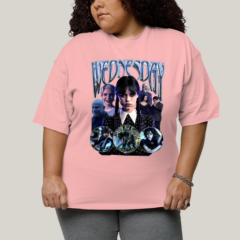 Camiseta Plus Size Algodão Unissex T shirt Wandinha Wednesday Blue