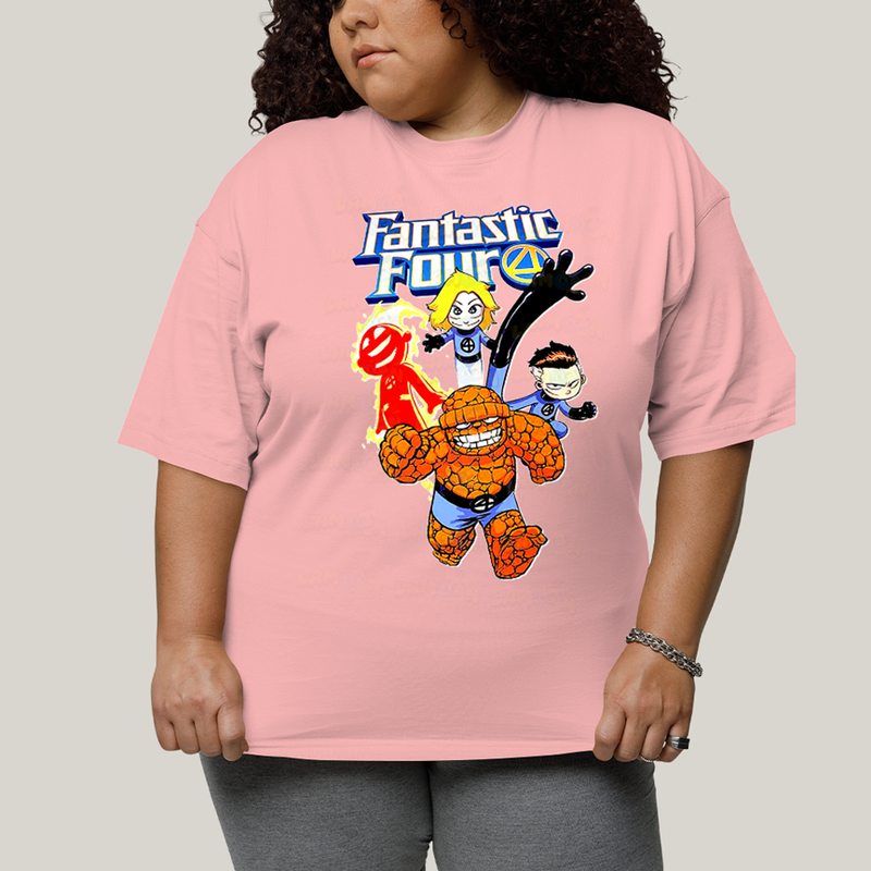 Camiseta Plus Size Algodão Unissex T shirt Quarteto Fantástico