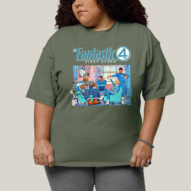 Camiseta Plus Size Algodão Unissex T shirt The Fantastic Four First Steps 1