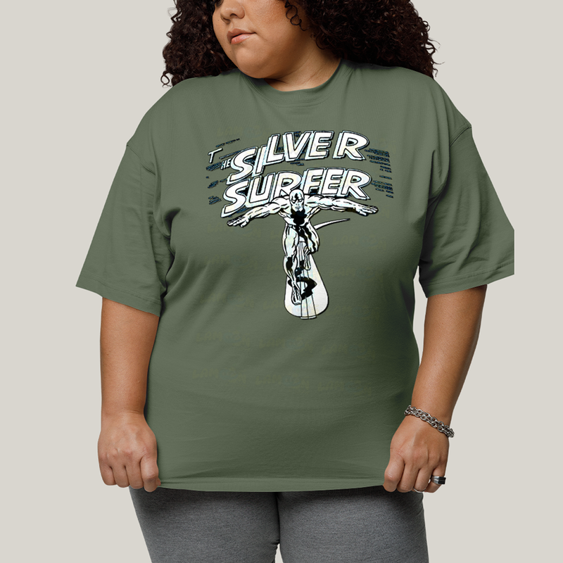 Camiseta Plus Size Algodão Unissex T shirt Surfista Prateado Retrô