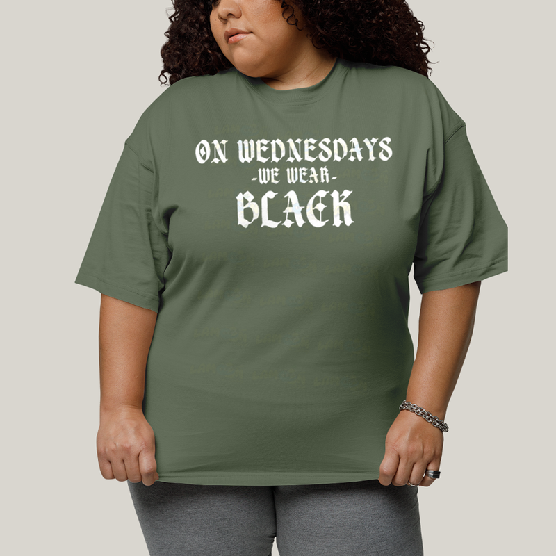 Camiseta Plus Size Algodão Unissex T shirt Wandinha Na Quarta Feira Usamos Preto 1