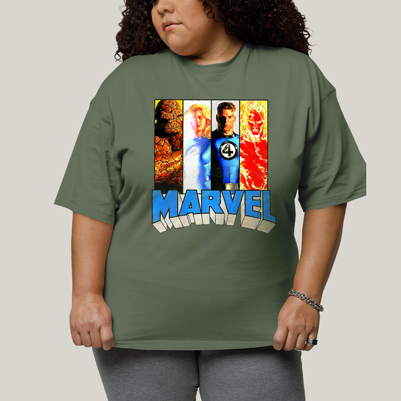 Camiseta Plus Size Algodão Unissex T shirt Quarteto Fantástico Marvel Retrô