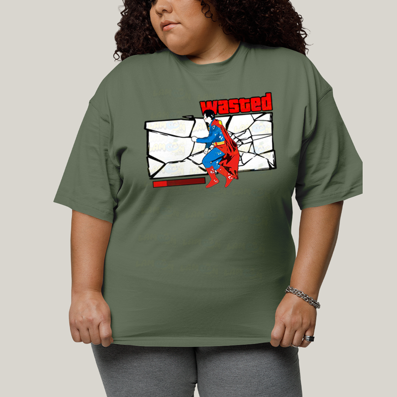 Camiseta Plus Size Algodão Unissex T shirt Superman Wasted
