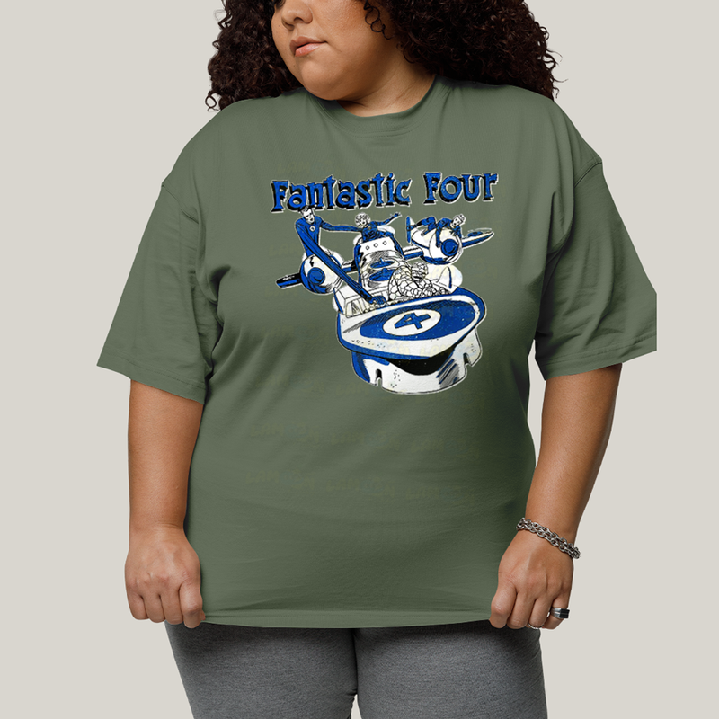 Camiseta Plus Size Algodão Unissex T shirt Quarteto Fantástico Nave