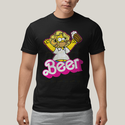 Camiseta Algodão Unissex T shirt Simpsons Homer Beer Barbie