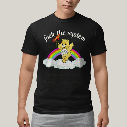 Camiseta Algodão Unissex T shirt Ursinho Fuck The System