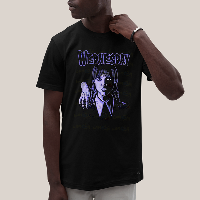 Camiseta Algodão Unissex T shirt Wandinha Roxo Wednesday