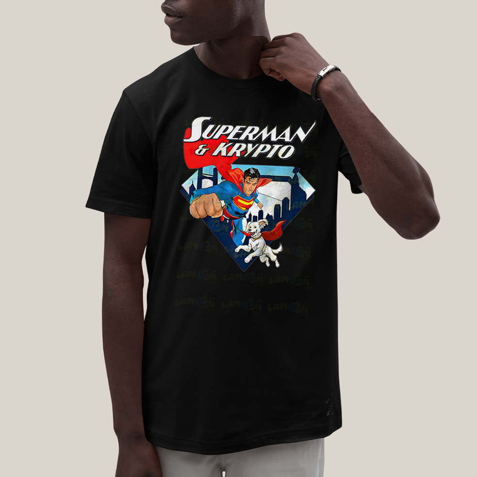 Camiseta Algodão Unissex T shirt Superman & Krypto Comics