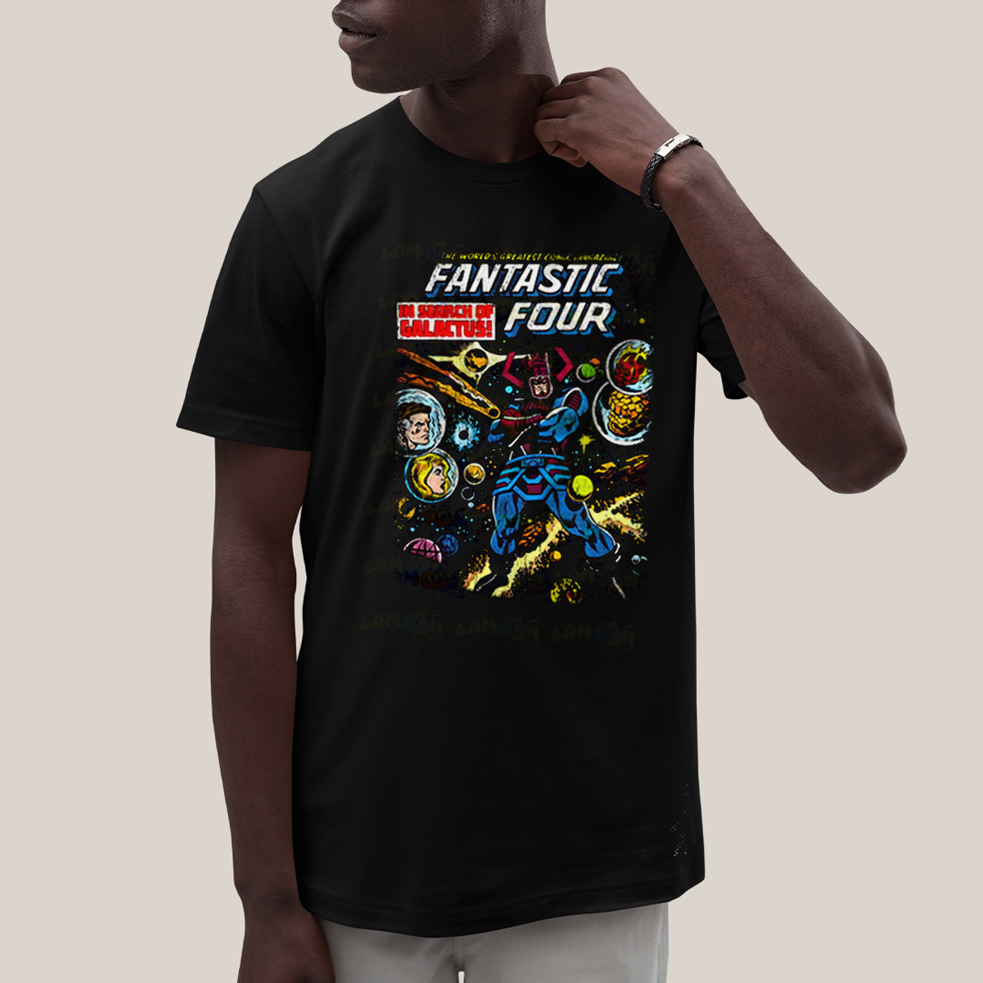 Camiseta Algodão Unissex T shirt Quarteto Fantástico & Galactus Capa HQ