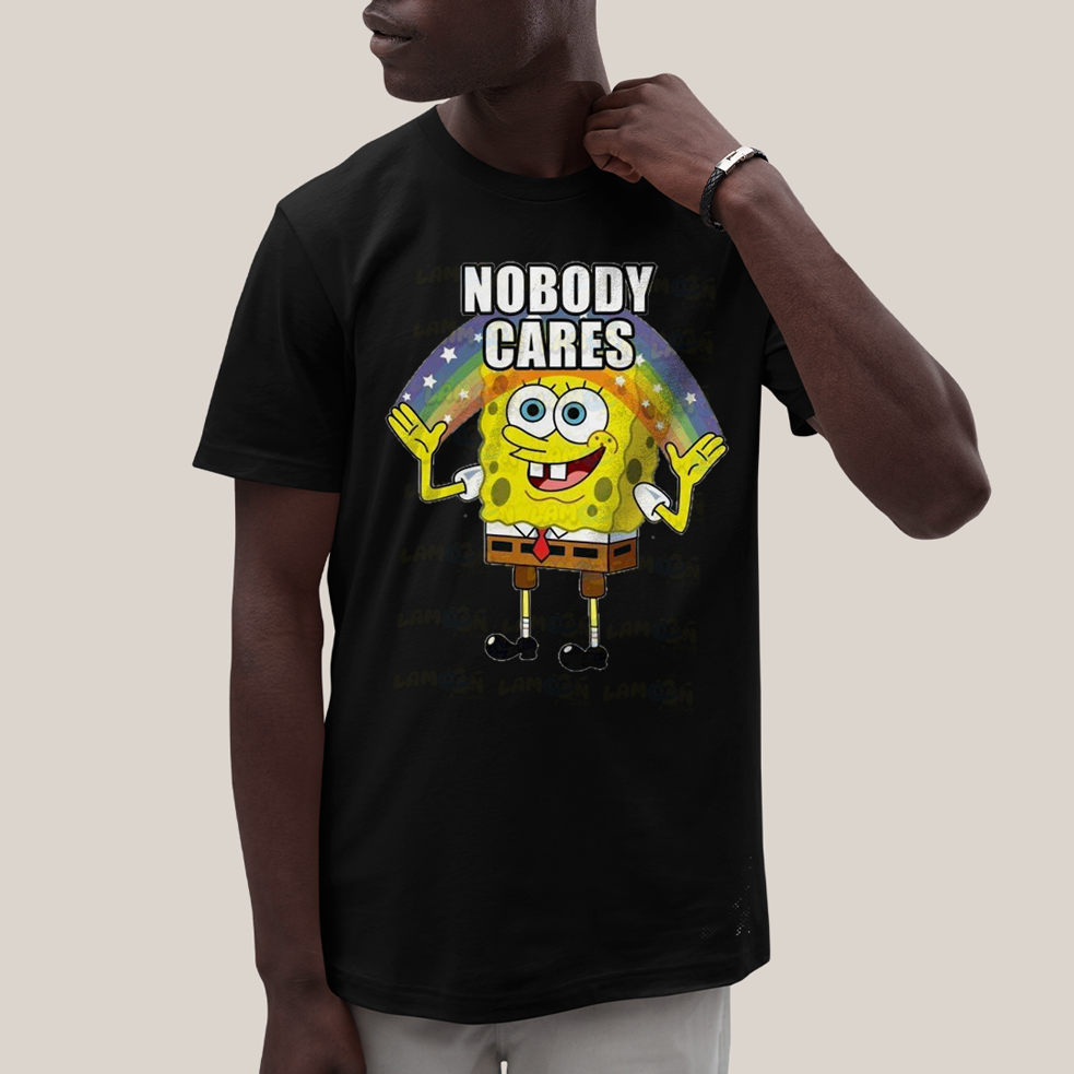 Camiseta Algodão Unissex T shirt Bob Esponja Ninguem Se Importa