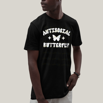 Camiseta Algodão Unissex T shirt Antisocial Butterfly