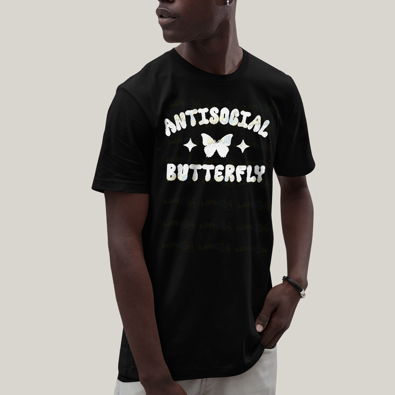 Camiseta Algodão Unissex T shirt Antisocial Butterfly