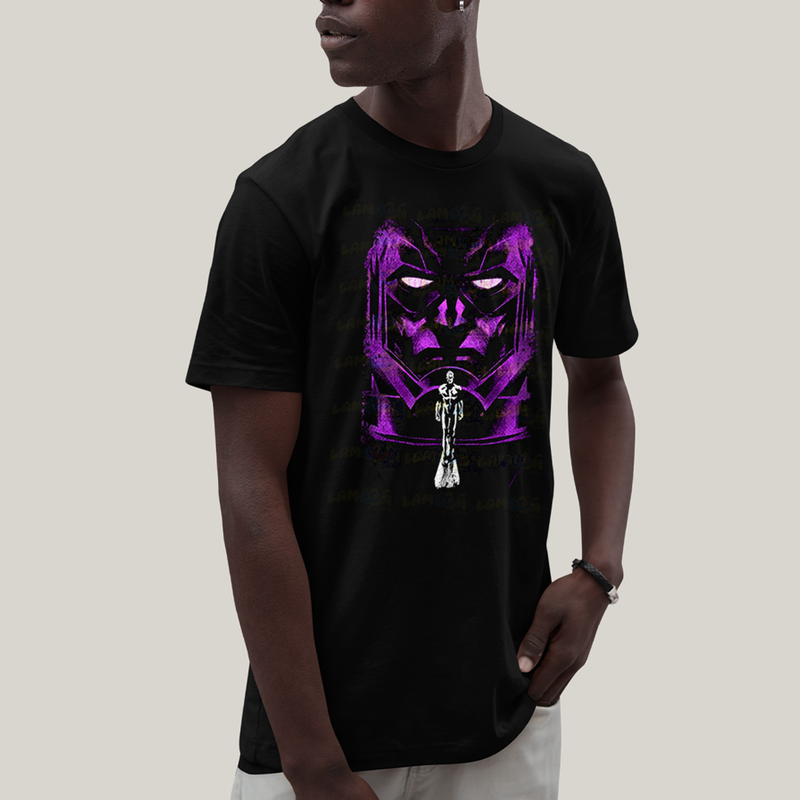 Camiseta Algodão Unissex T shirt Quarteto Fantástico Galactus & Surfista Prateado