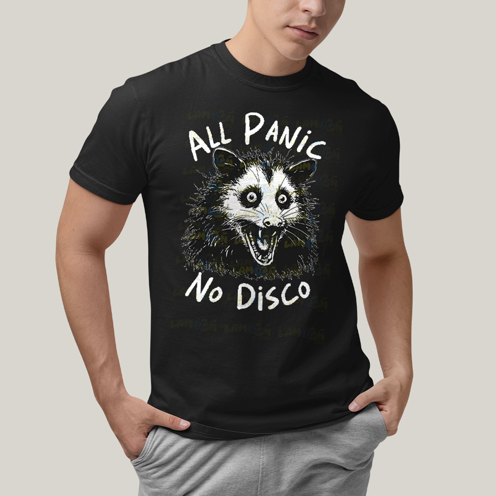 Camiseta Algodão Unissex T shirt All Panic No DIsco