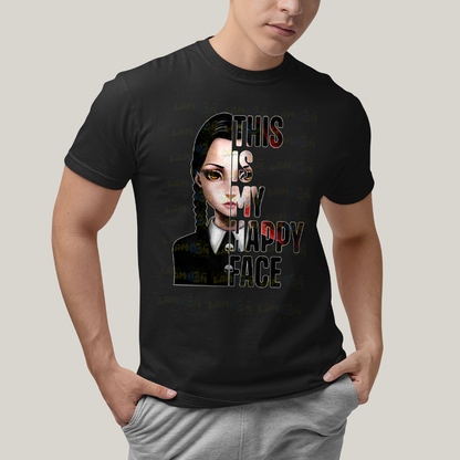 Camiseta Algodão Unissex T shirt Wandinha Essa é Minha Cara Feliz