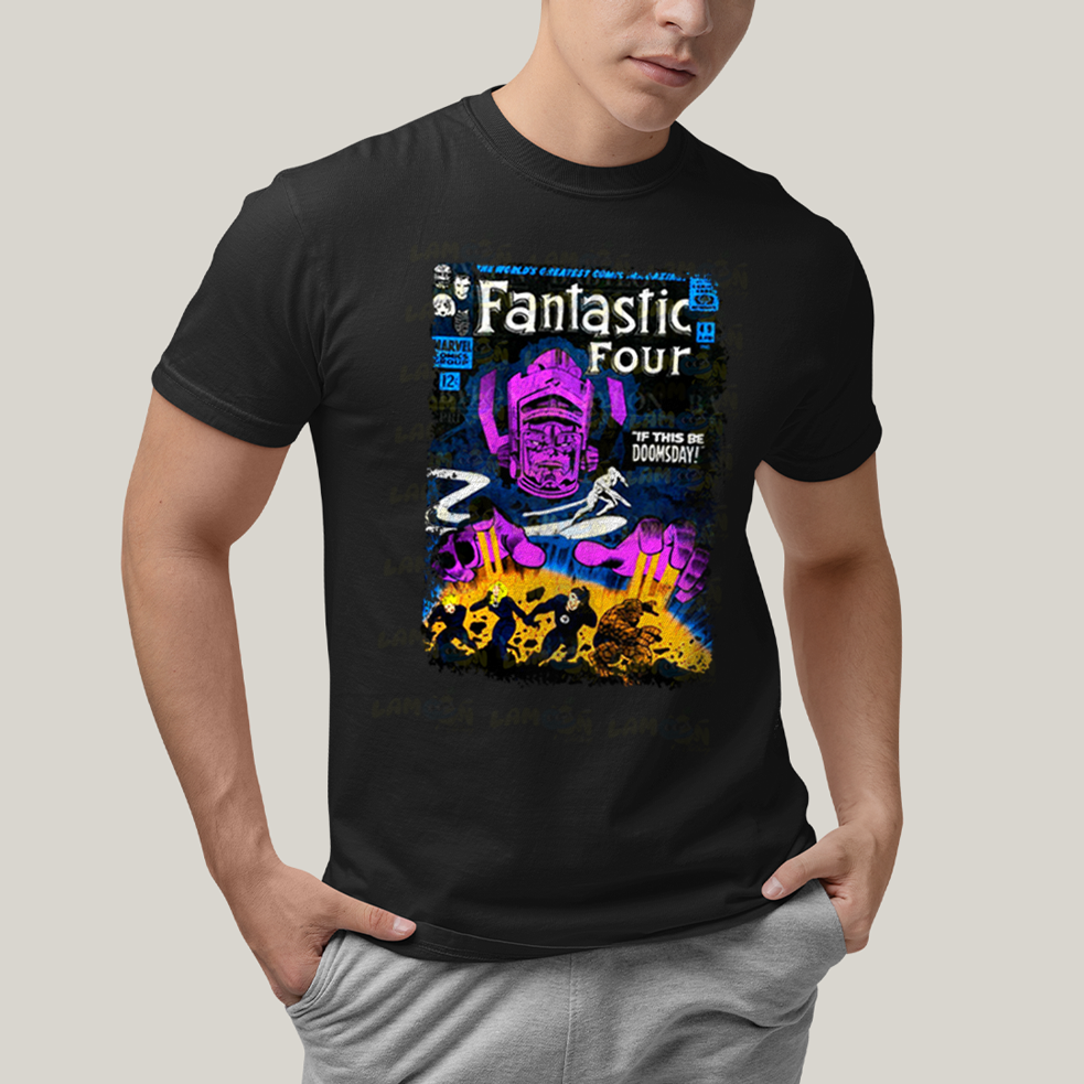 Camiseta Algodão Unissex T shirt Quarteto Fantástico vs Galactus Capa de HQ