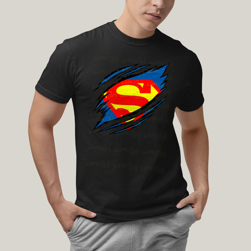 Camiseta Algodão Unissex T shirt Superman Logo Rasgada