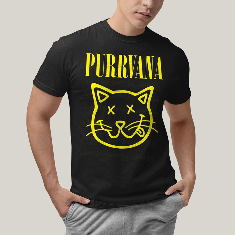 Camiseta Algodão Unissex T shirt Gatinho Purrvana Nirvana