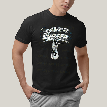 Camiseta Algodão Unissex T shirt Surfista Prateado Retrô