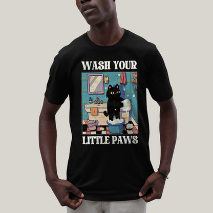 Camiseta Algodão Unissex T shirt Gatinho Lave Sua Patinhas