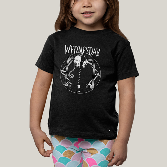 Camiseta Infantil Algodão Unissex T shirt Wandinha Wednesday Black White