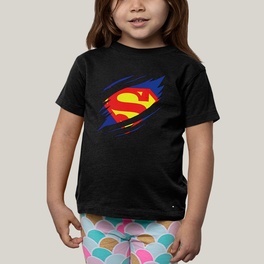 Camiseta Infantil Algodão Unissex T shirt Superman Logo Rasgada