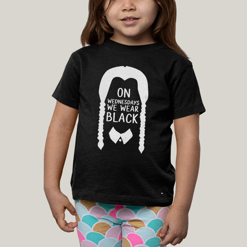 Camiseta Infantil Algodão Unissex T shirt Wandinha Na Quarta Feira Usamos Preto
