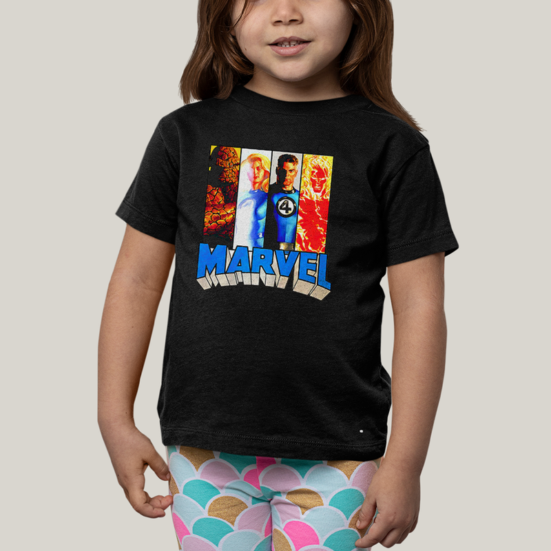 Camiseta Infantil Algodão Unissex T shirt Quarteto Fantástico Marvel Retrô