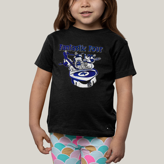 Camiseta Infantil Algodão Unissex T shirt Quarteto Fantástico Nave