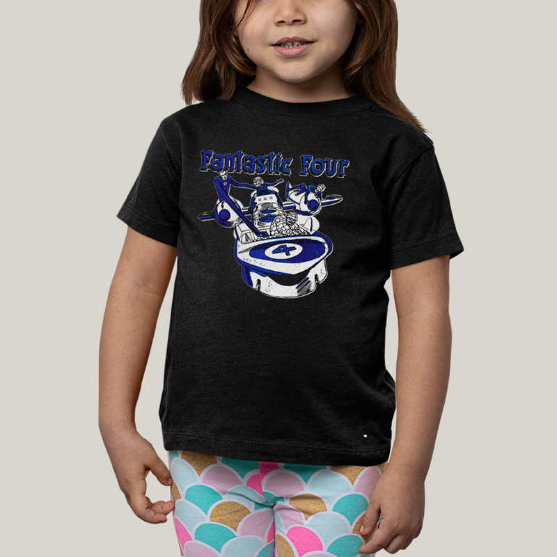 Camiseta Infantil Algodão Unissex T shirt Quarteto Fantástico Nave