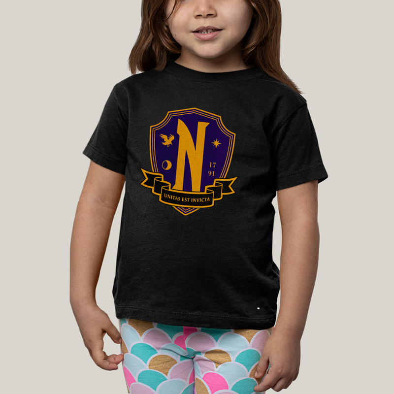 Camiseta Infantil Algodão Unissex T shirt Wandinha Unitas Est Invicta