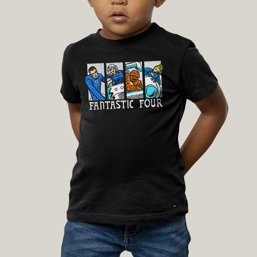 Camiseta Infantil Algodão Unissex T shirt Quarteto Fantástico Era de Prata