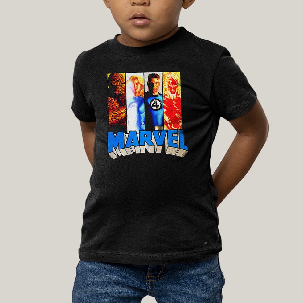 Camiseta Infantil Algodão Unissex T shirt Quarteto Fantástico Marvel Retrô