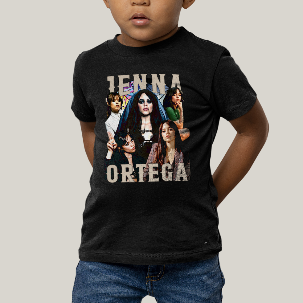 Camiseta Infantil Algodão Unissex T shirt Wandinha Jenna Ortega Atriz