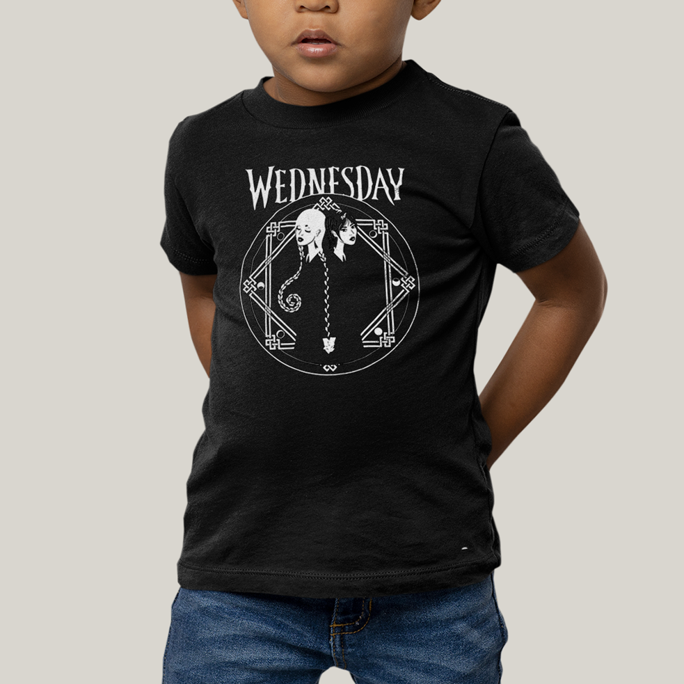 Camiseta Infantil Algodão Unissex T shirt Wandinha Wednesday Black White