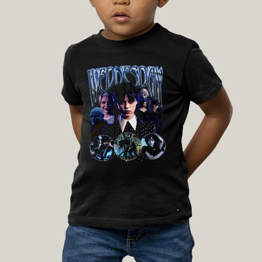 Camiseta Infantil Algodão Unissex T shirt Wandinha Wednesday Blue