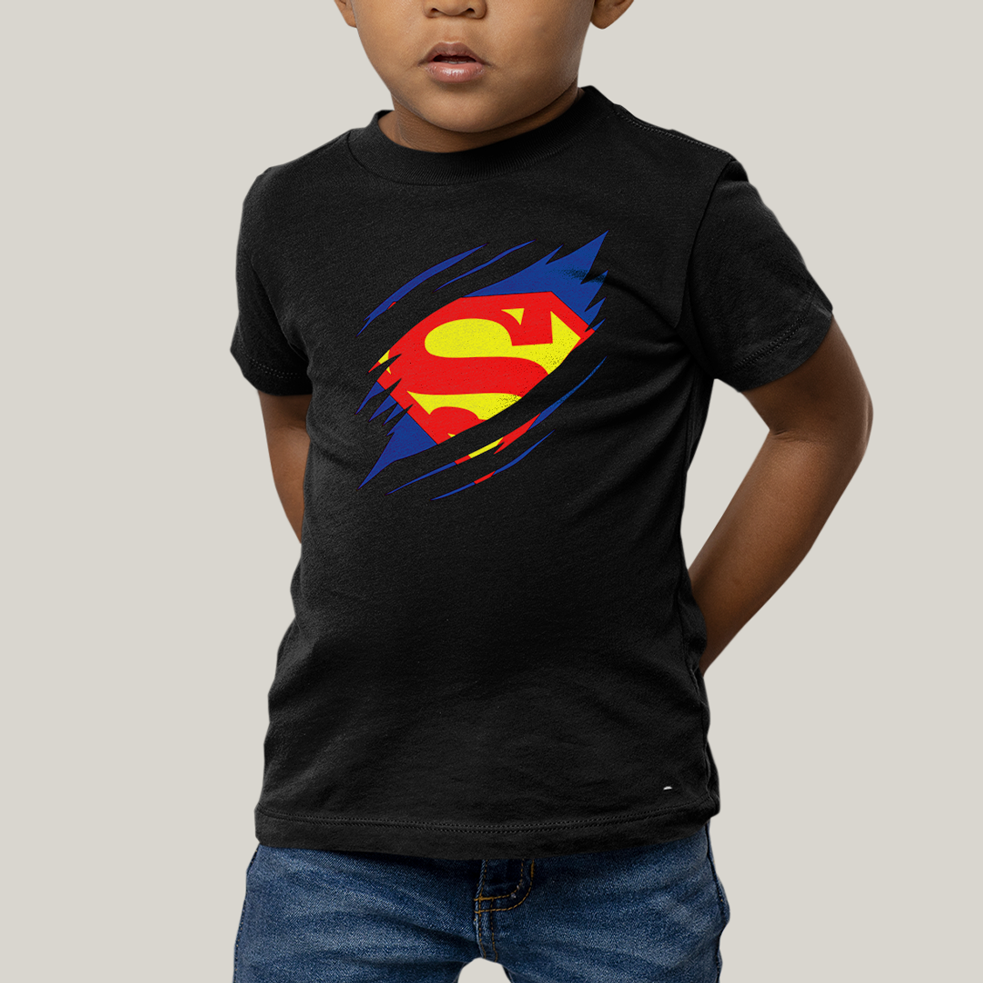 Camiseta Infantil Algodão Unissex T shirt Superman Logo Rasgada