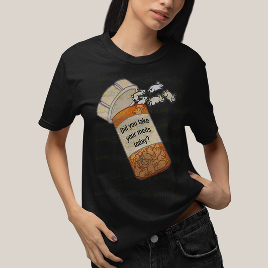 Camiseta Algodão Unissex T shirt Coelinhos Você Tomou Seus Remédios Hoje