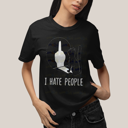 Camiseta Algodão Unissex T shirt Gato I Hate People