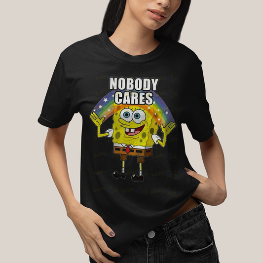 Camiseta Algodão Unissex T shirt Bob Esponja Ninguem Se Importa
