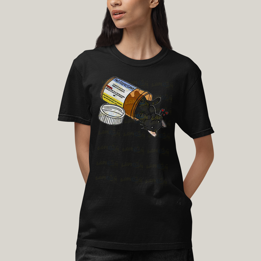 Camiseta Algodão Unissex T shirt Gatinho Fofo Antidepressivo