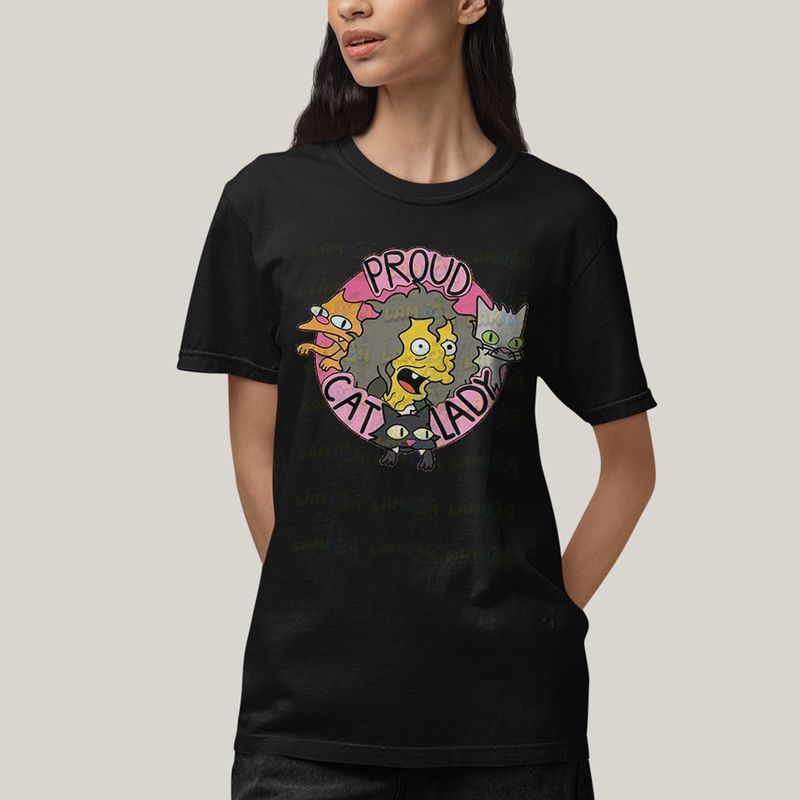 Camiseta Algodão Unissex T shirt Simpsons Proud Cat Lady