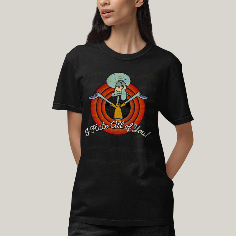 Camiseta Algodão Unissex T shirt Bob Esponja Lula Molusco Odeio Todos Vocês