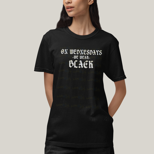 Camiseta Algodão Unissex T shirt Wandinha Na Quarta Feira Usamos Preto 1