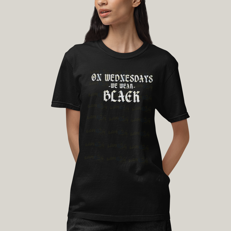 Camiseta Algodão Unissex T shirt Wandinha Na Quarta Feira Usamos Preto 1