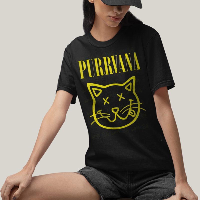 Camiseta Algodão Unissex T shirt Gatinho Purrvana Nirvana