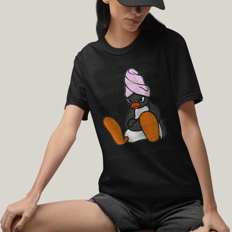 Camiseta Algodão Unissex T shirt Pinguim Bravo