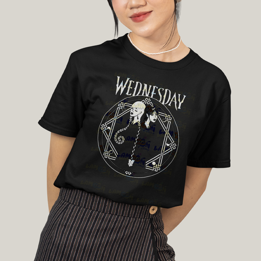 Camiseta Algodão Unissex T shirt Wandinha Wednesday Black White