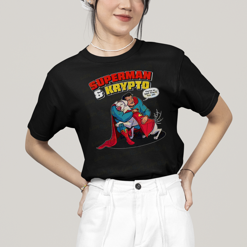 Camiseta Algodão Unissex T shirt Superman & Krypto Best Friend